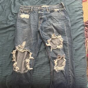 Distressed Blue Jeans